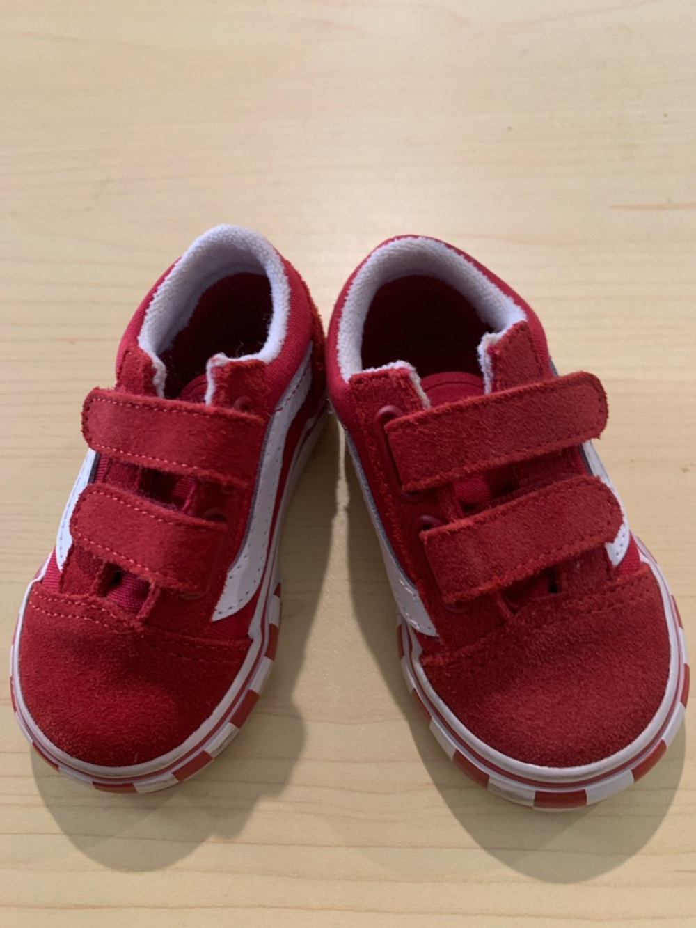 Kids Red Velcro Sneakers - Vans
